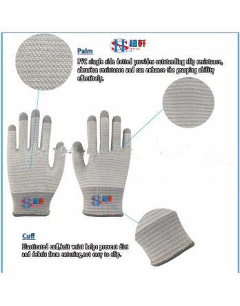 New Shine 13 gauge Nylon Carbon fiber half finger antistatic gloves for ESD protection 