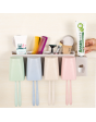 New Shine Bathroom product Dust-proof Wheat Straw Toothbrush Holder with 2 Cups , 3 cups , 4 cups for Bathroom Accessories Makeup Storage Box Holder 4 Racks 