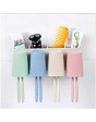 New Shine Bathroom product Dust-proof Wheat Straw Toothbrush Holder with 2 Cups , 3 cups , 4 cups for Bathroom Accessories Makeup Storage Box Holder 4 Racks 