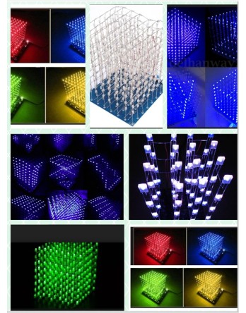 New  Shine 3D LightSquared DIY Kit 8x8x8 3mm LED Cube Green Ray LED Fan